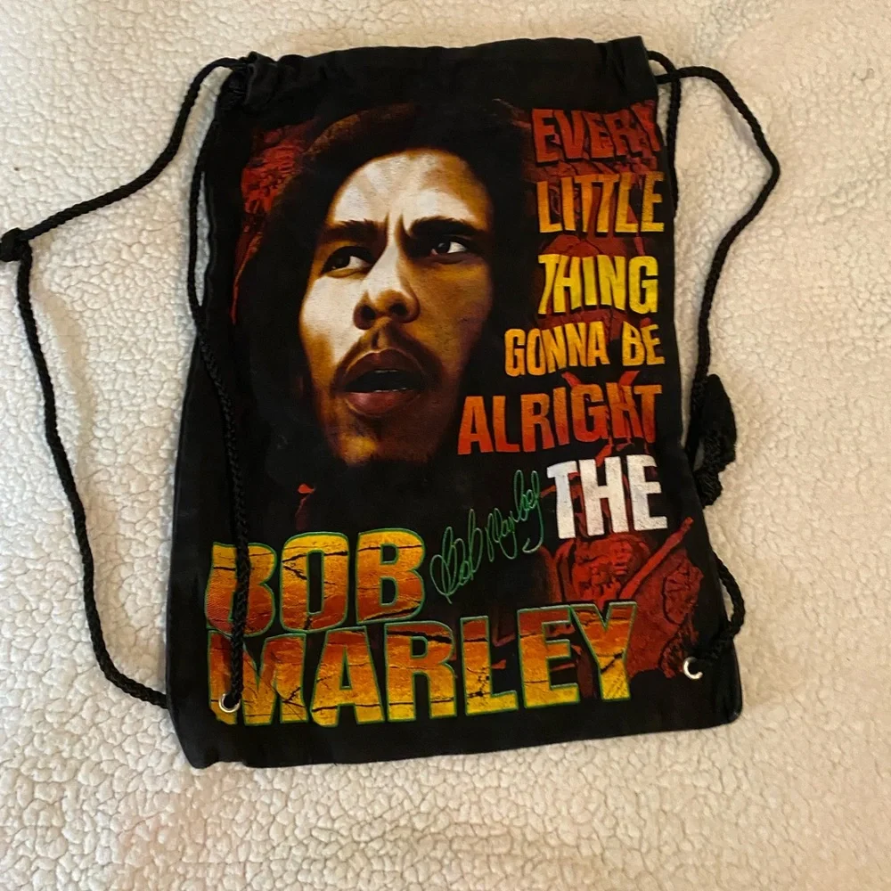 Bob Marley Black Drawstring Backpack